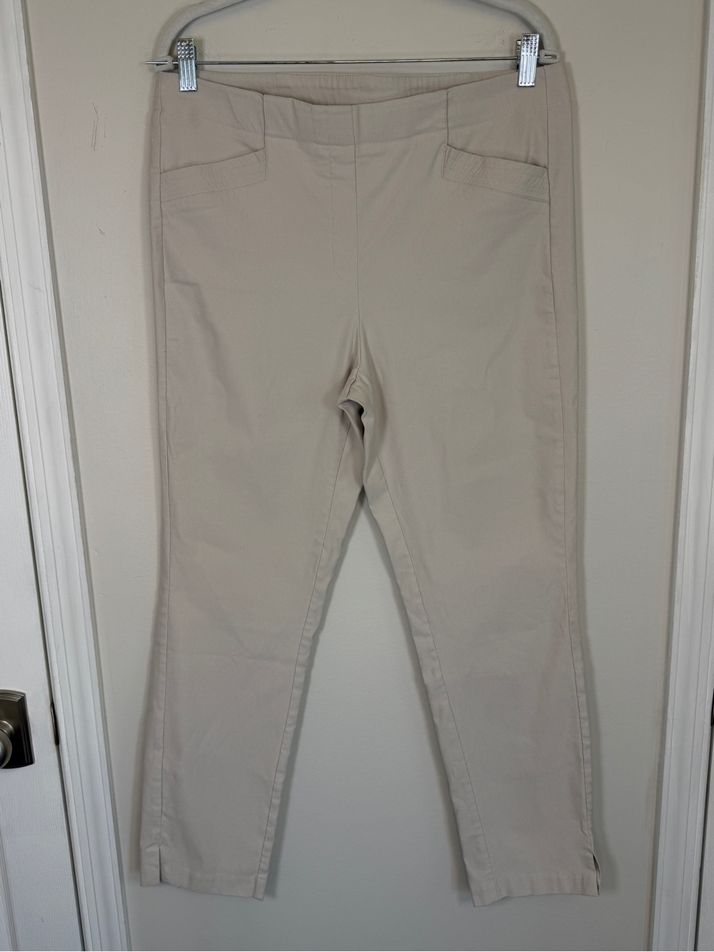 Tribal Flatten It Pull On Ankle Pants Size 12 Beige Taupe Stretch Slim Workwear